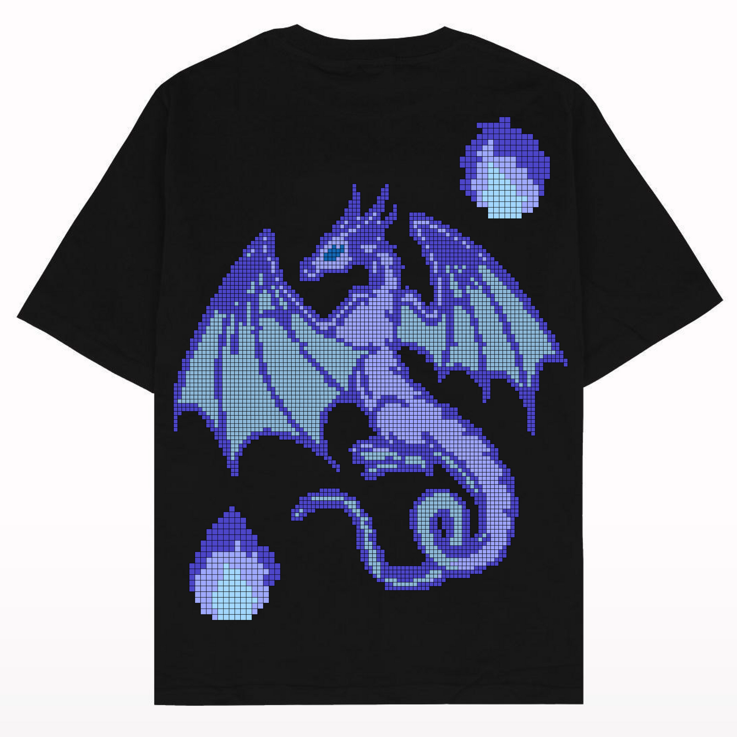 Oversized t shirt with pixelated dragon design