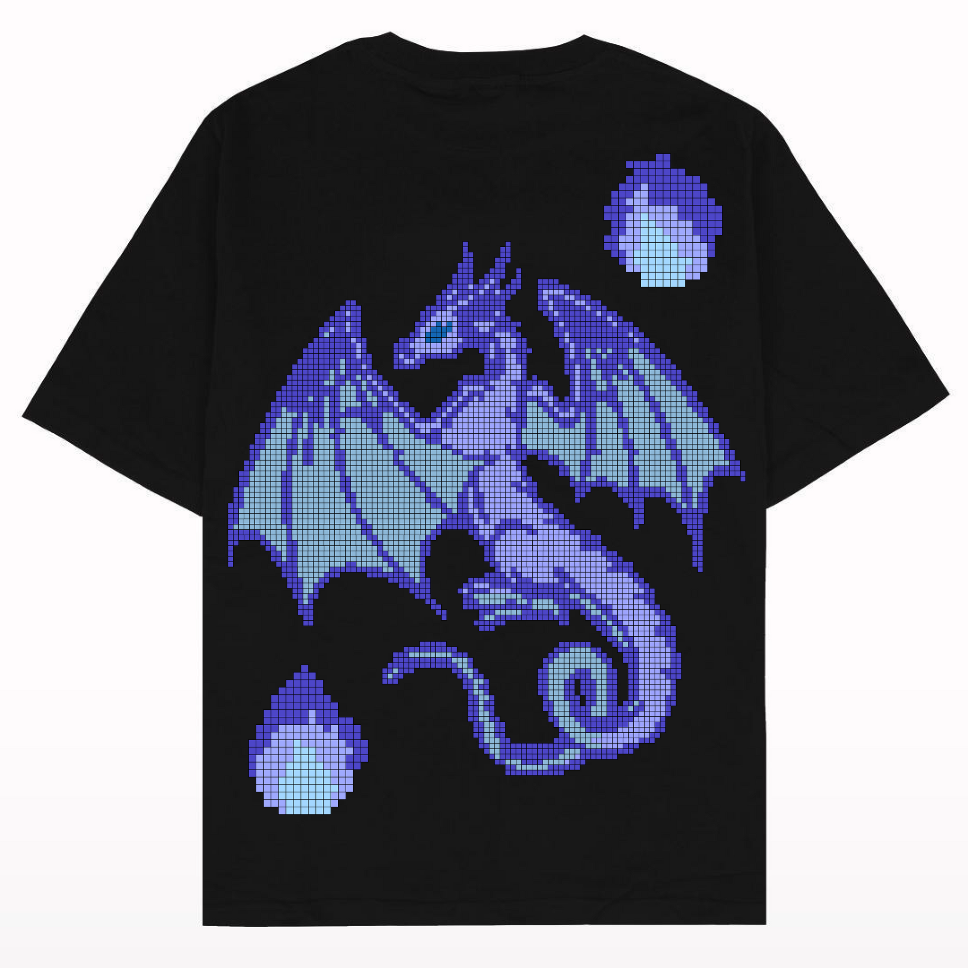 Oversized t shirt with pixelated dragon design
